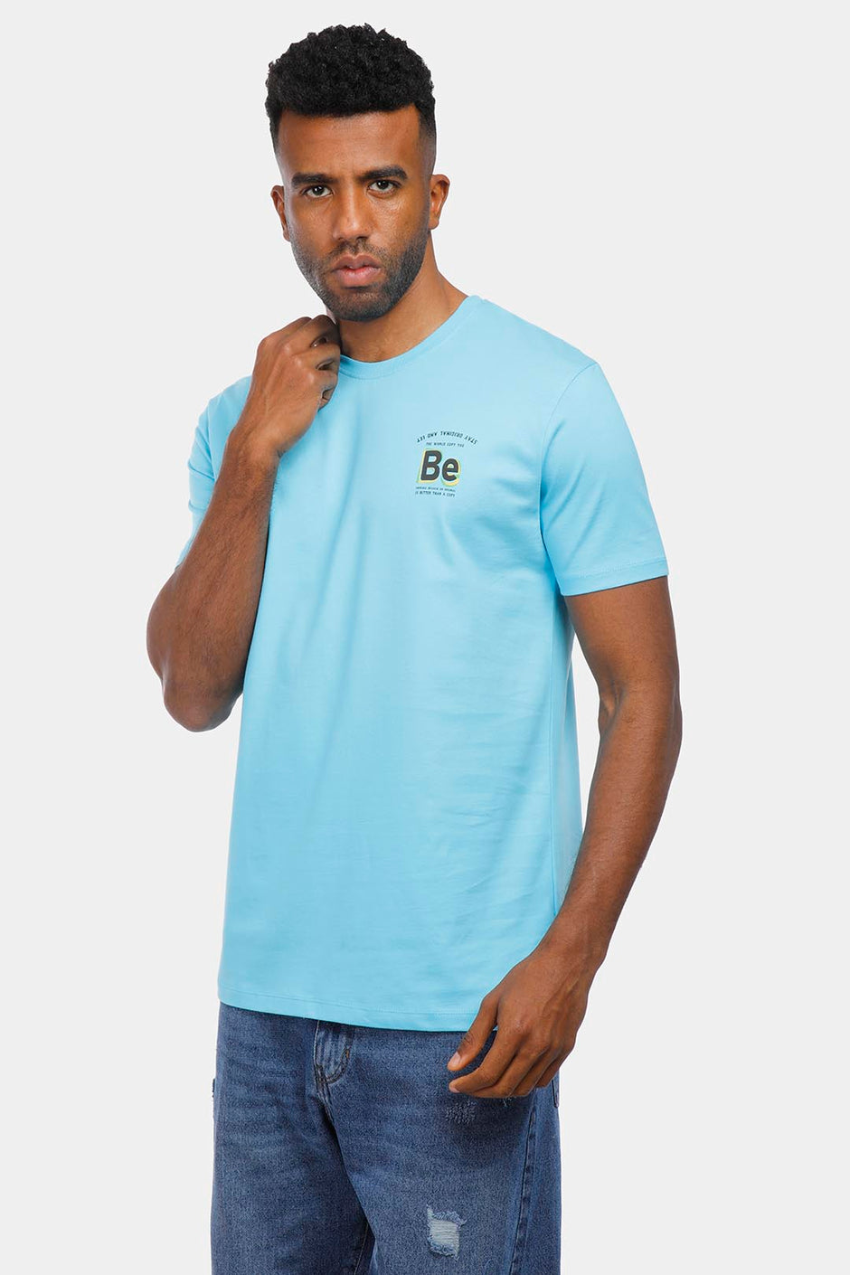 aqua printed crew neck t-shirt