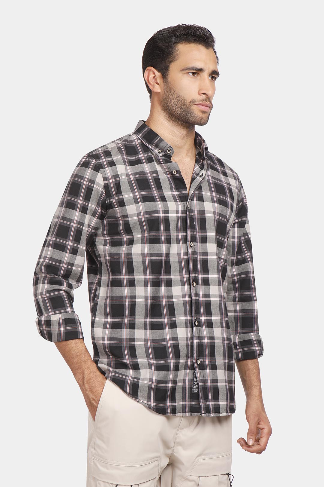 Grey Checked Slim Fit Shirt