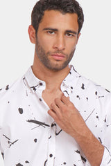 white printed slim fit shirt