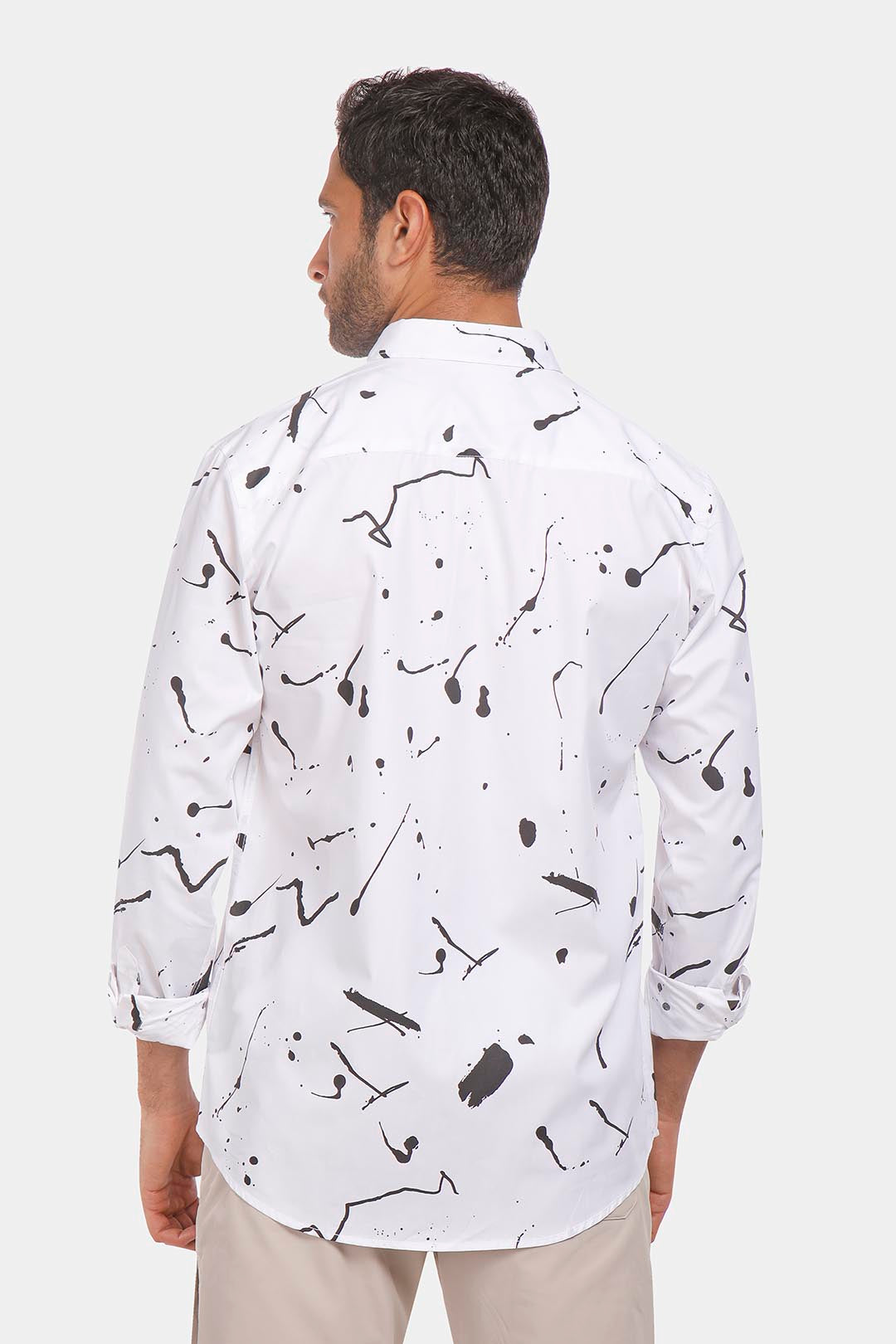 white printed slim fit shirt