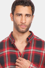 red checked slim fit shirt men style 