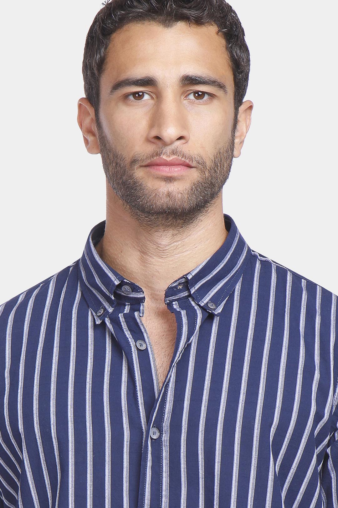 navy striped slim fit shirt