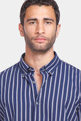 navy striped slim fit shirt