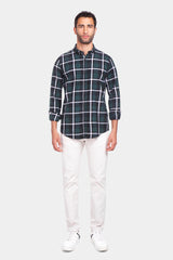 oily checked slim fit shirt