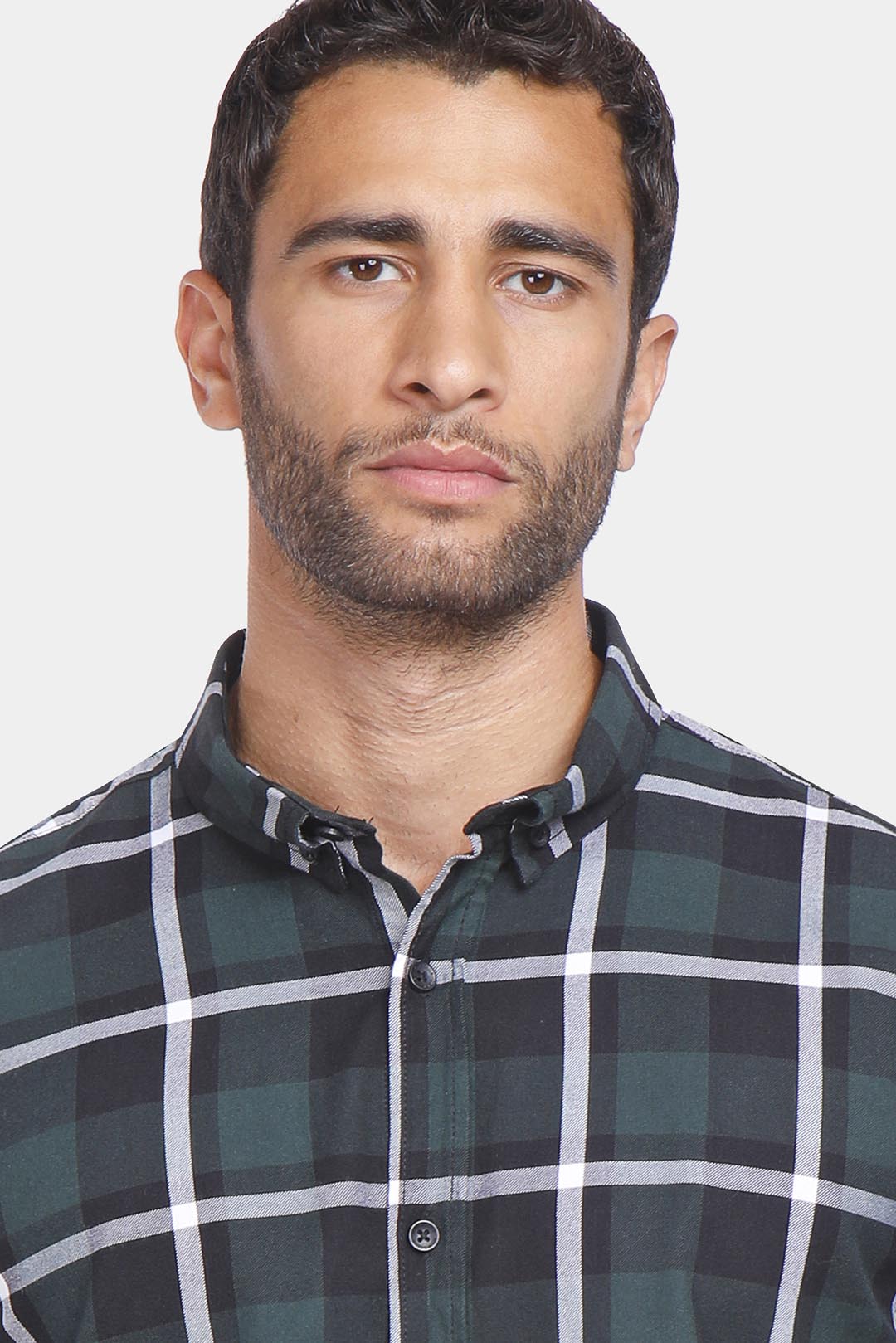 oily checked slim fit shirt