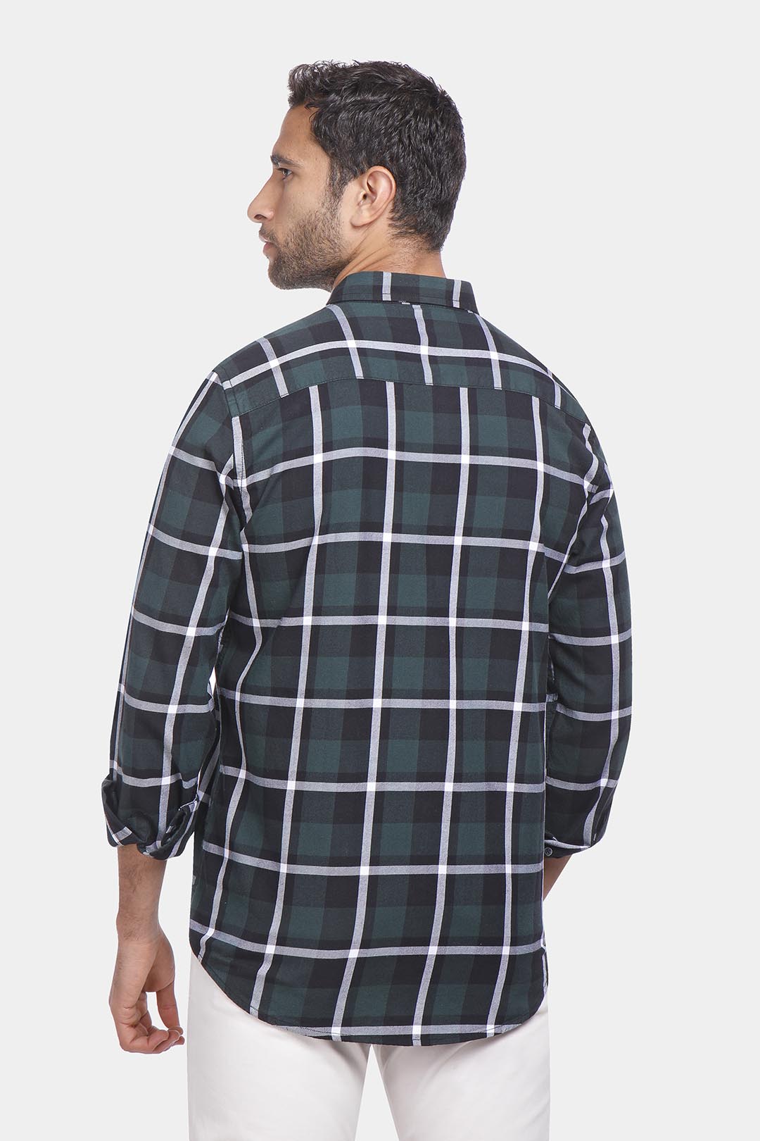 oily checked slim fit shirt