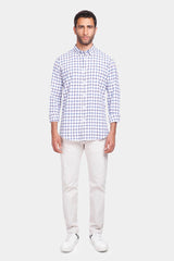 Navy Checked Slim Fit Shirt