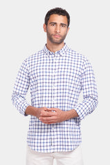 Navy Checked Slim Fit Shirt