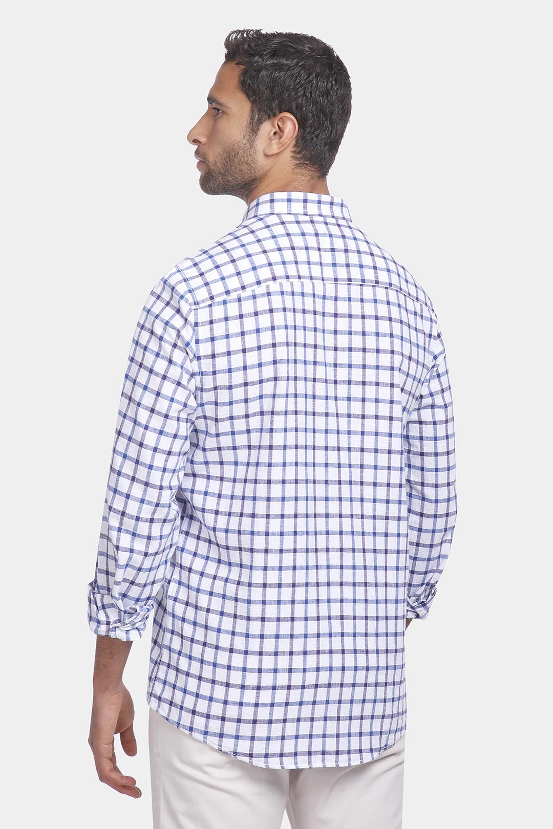 Navy Checked Slim Fit Shirt