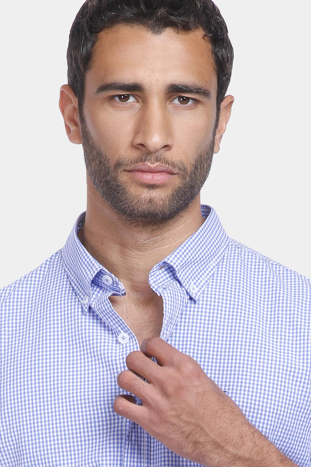 blue checked slim fit shirt