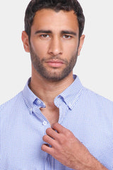 blue checked slim fit shirt