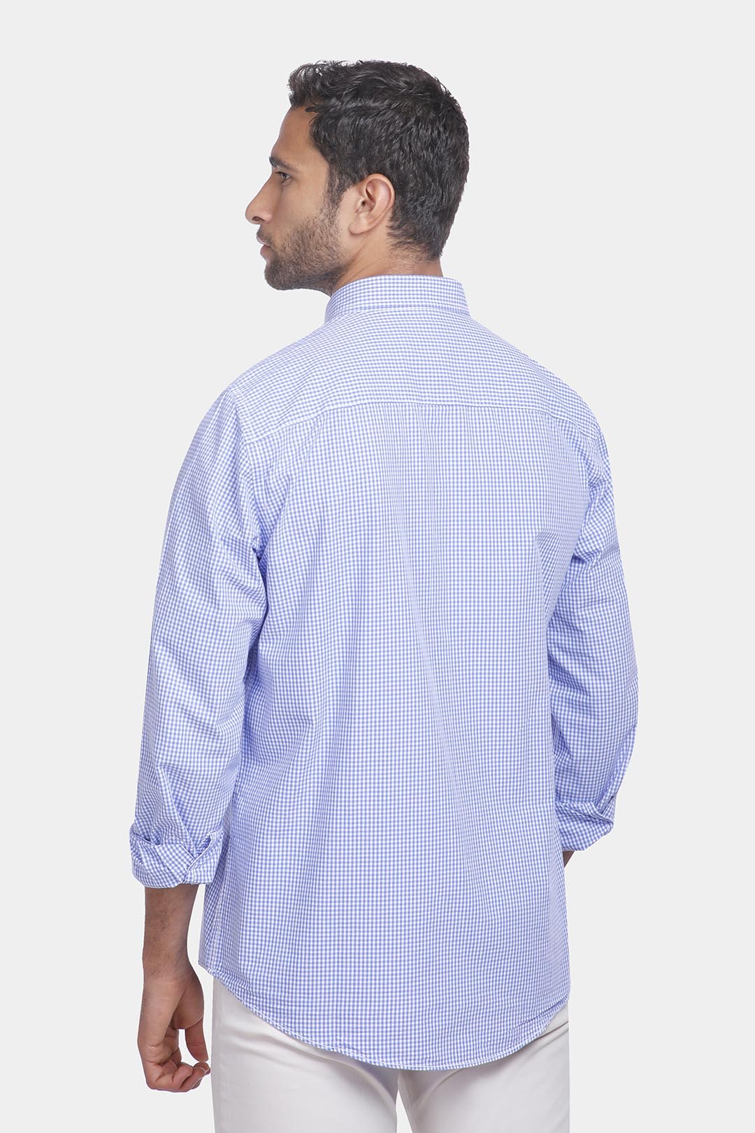 blue checked slim fit shirt