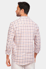 checked shirt brown summer linen