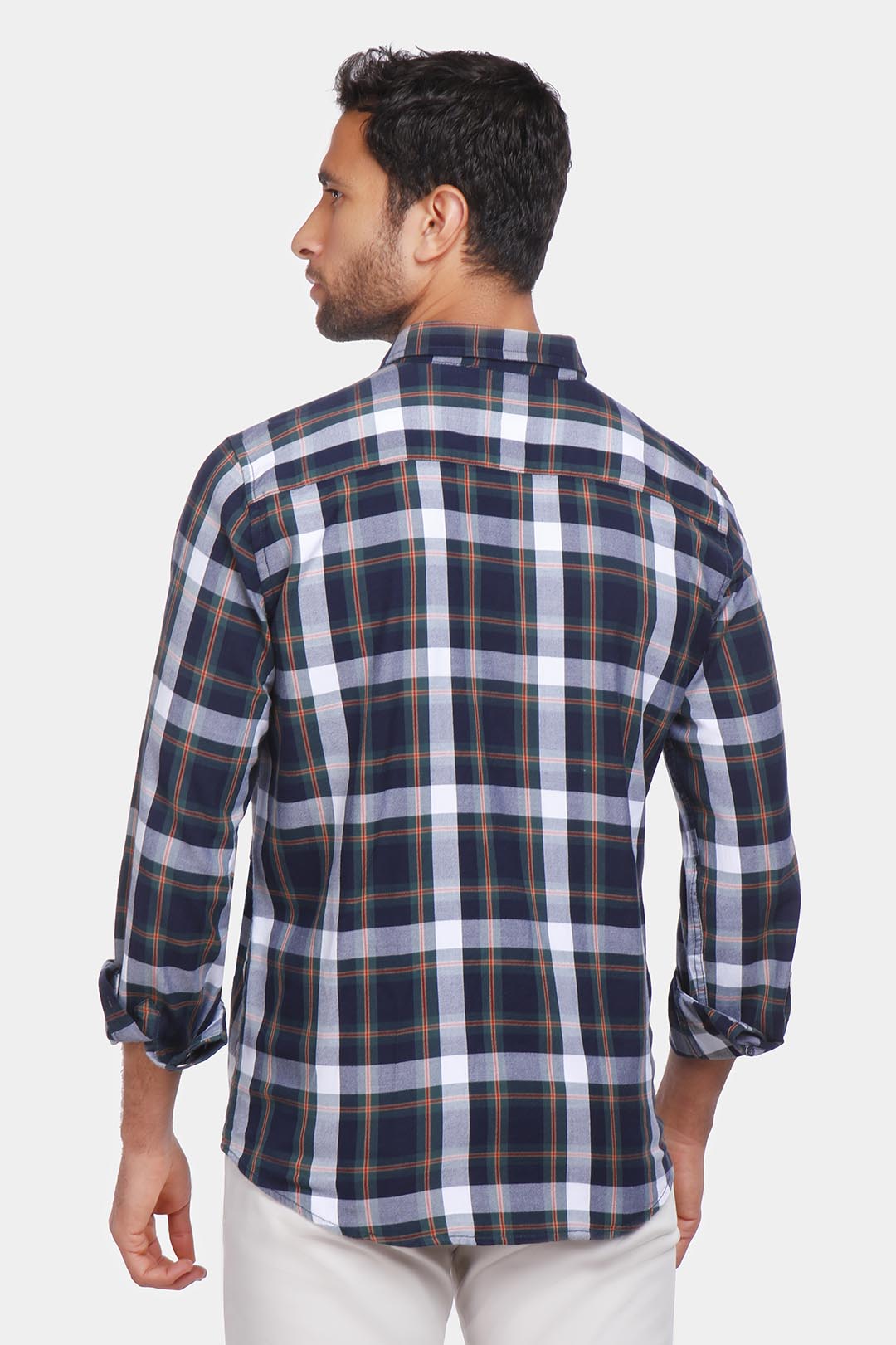 Navy Checked Slim Fit Shirt