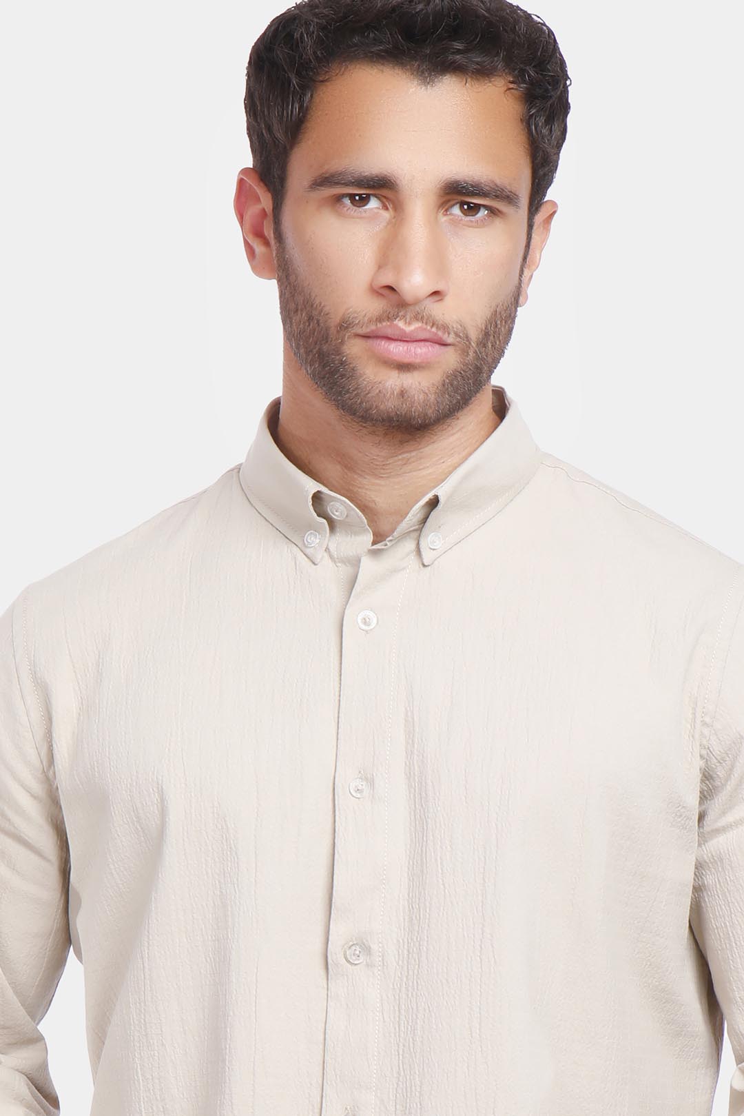 beige slim fit shirt solid summer 202