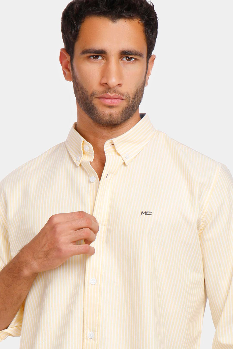 yellow striped slim fit shirt