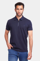 Navy Zipper Polo Shirt