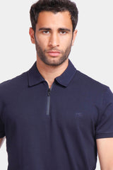 Navy Zipper Polo Shirt