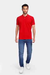 red basic polo shirt