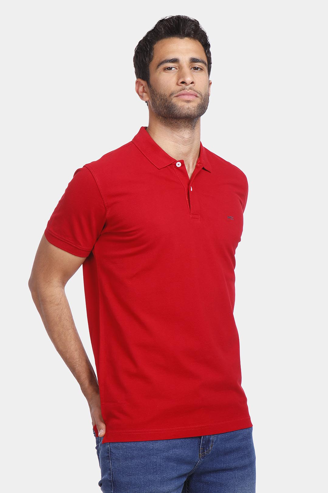 red basic polo shirt