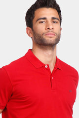 red basic polo shirt