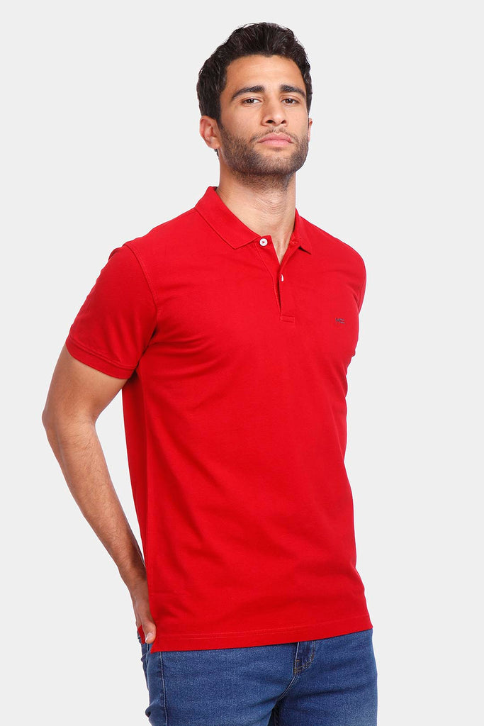 red basic polo shirt