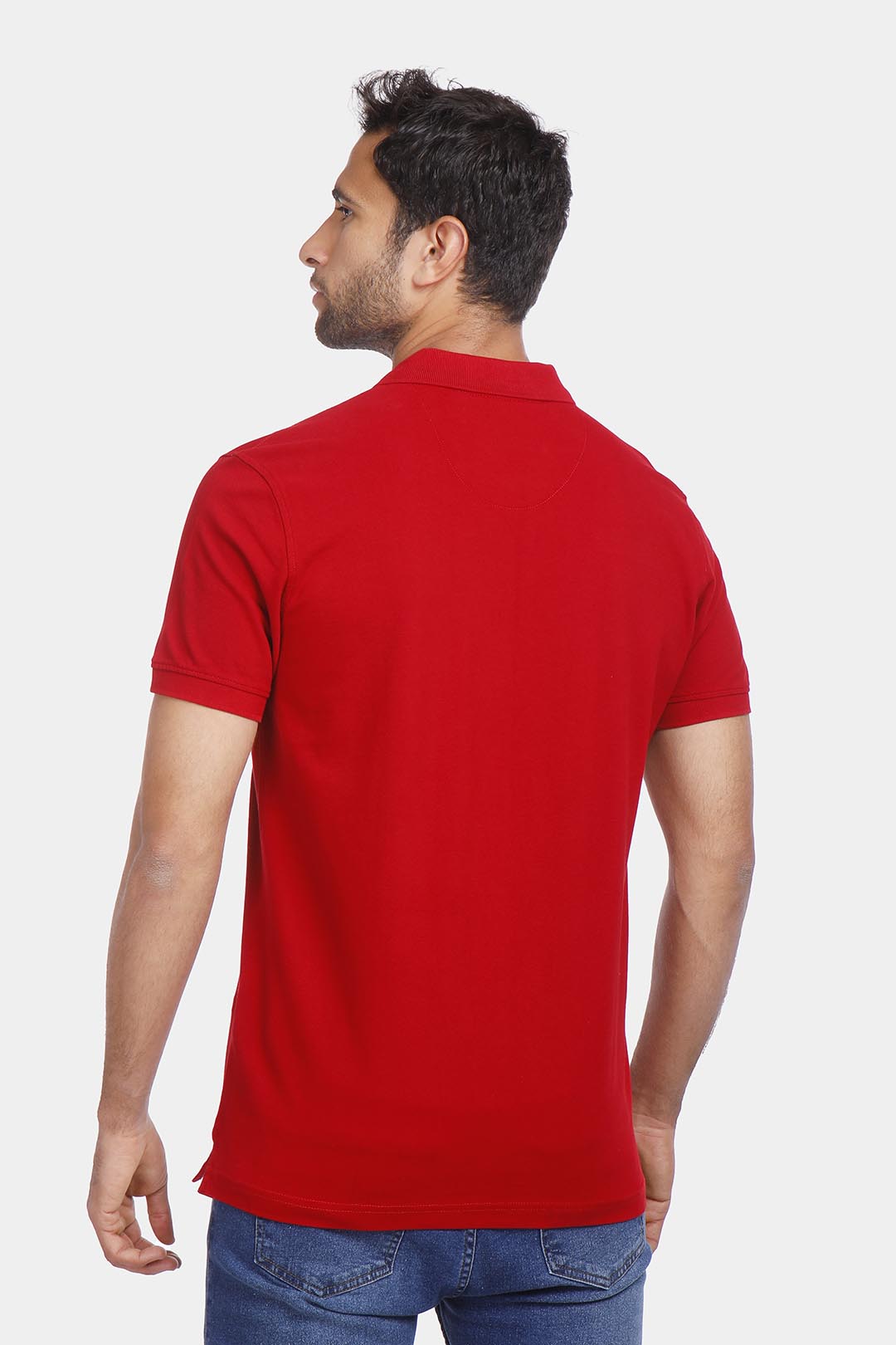 red basic polo shirt