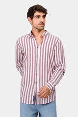 Beige Striped Slim Fit Shirt