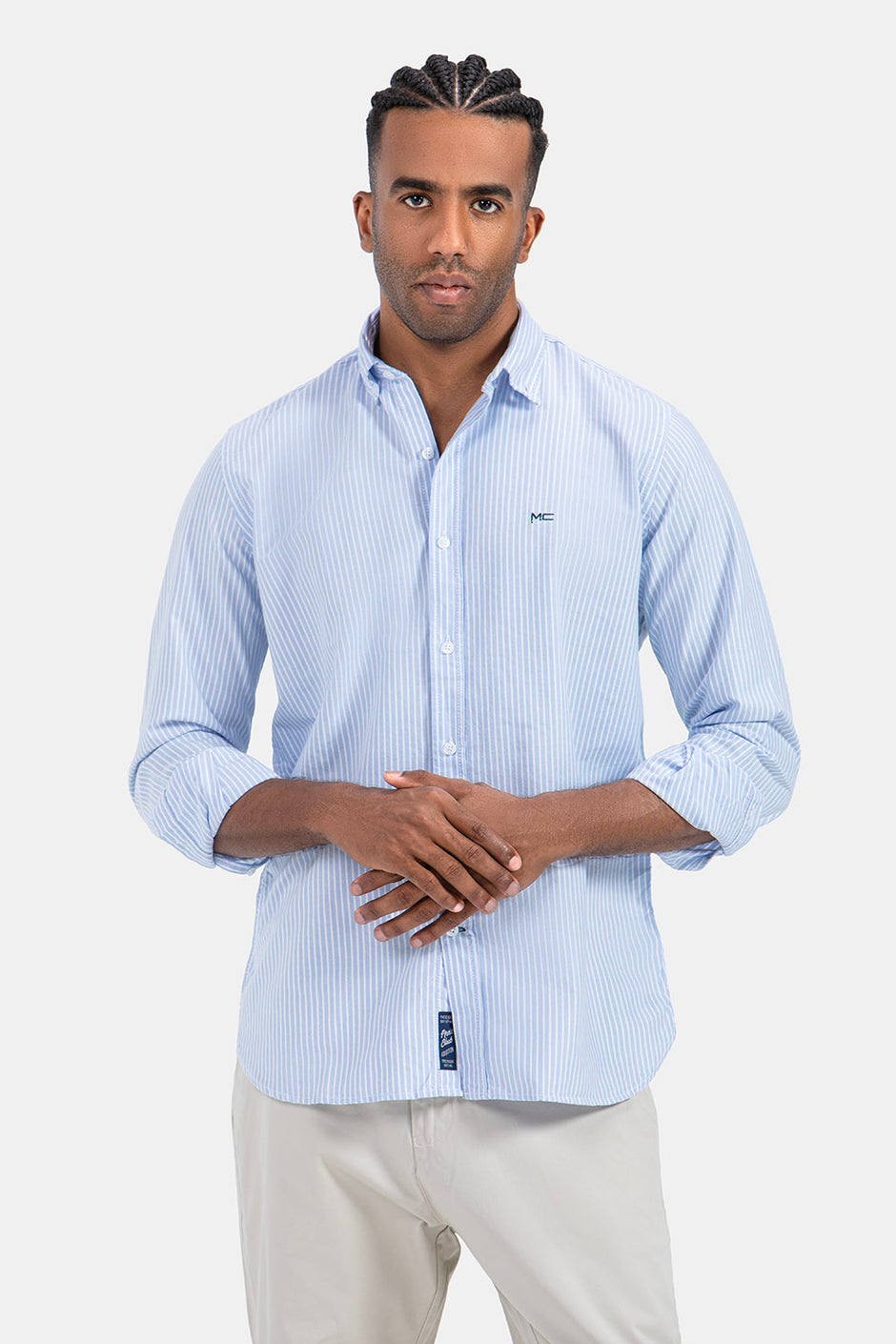 Sky Blue Striped Slim Fit Shirt