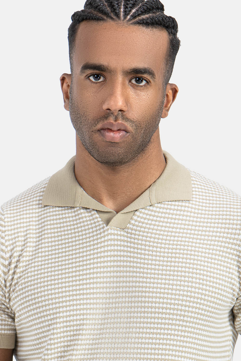 Beige Knitted Polo Shirt