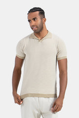 Beige Knitted Polo Shirt