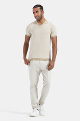 Beige Knitted Polo Shirt