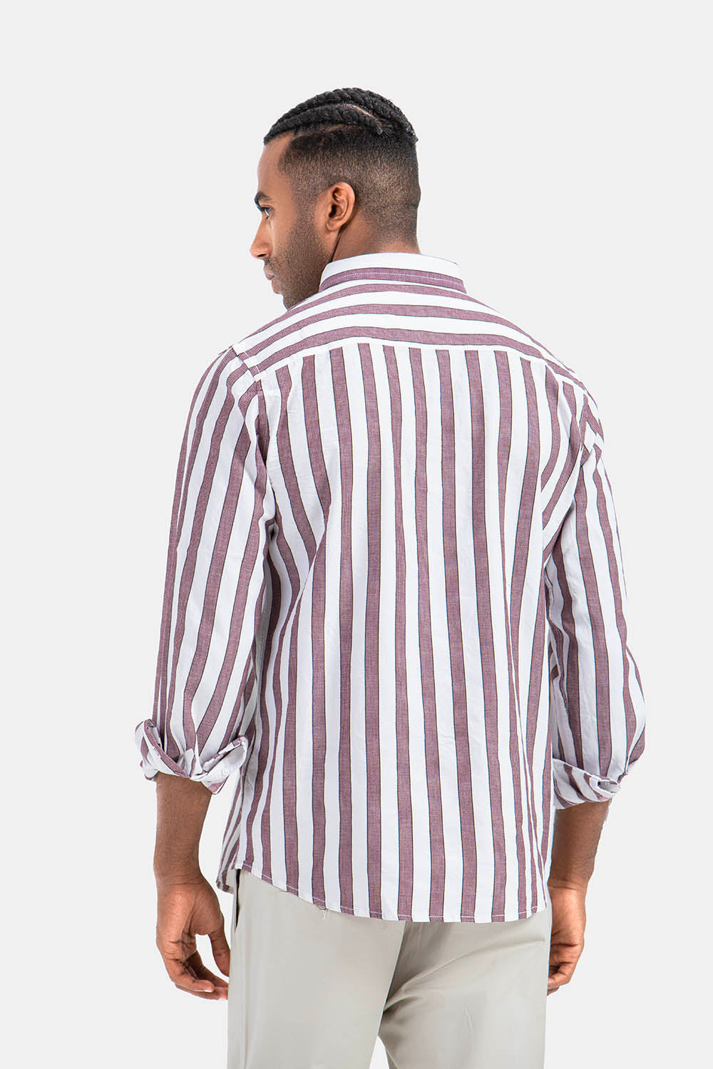 Burgundy Striped Slim Fit Shirt