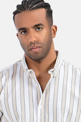 Beige Striped Slim Fit Shirt