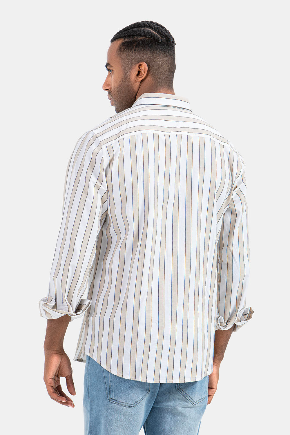 Beige Striped Slim Fit Shirt