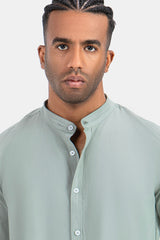 shirt-mint-mandarin collar-slim-fit