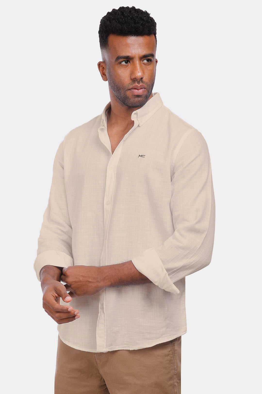 Beige linen Slim Fit Shirt