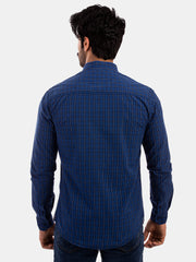 Navy Checked Slim Fit Shirt