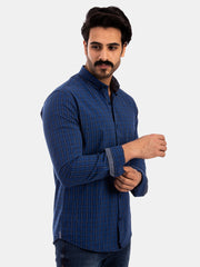 Navy Checked Slim Fit Shirt