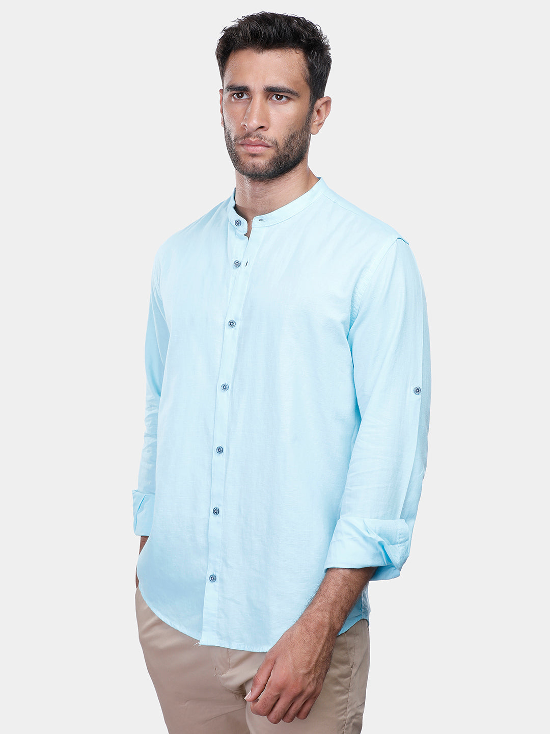 Turquois linen Slim Fit Shirt