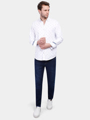 White Patterned Slim Fit Shirt