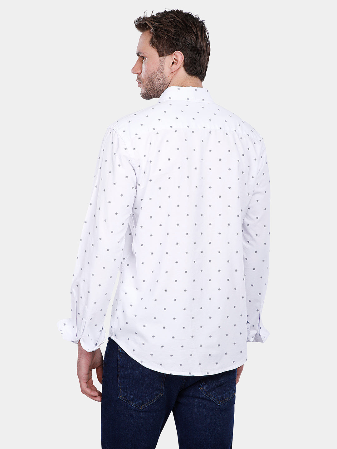 White Patterned Slim Fit Shirt